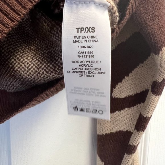 NWT Garage Brown & Tan Patterned Cardigan - Size: XS - Picture 2 of 5